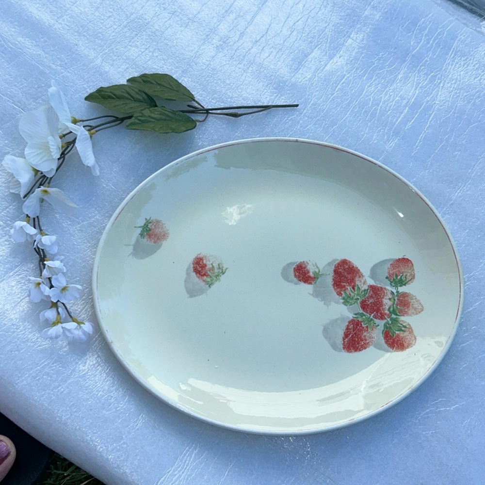 Vintage 1930s WS Cavitt Shaw Strawberry 🍓 Shortcake Oval Platter